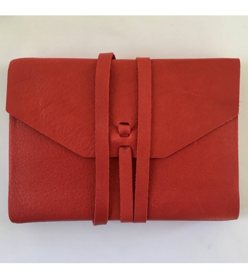 Carnet rechargeable Manufactus Laccio, couverture cuir de veau rouge, grandes tailles, fabriqué en Italie