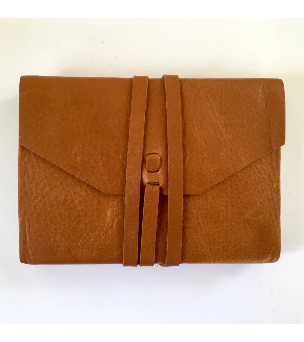 Carnet rechargeable Manufactus Laccio, couverture cuir de veau cognac, fabriqué en Italie