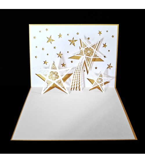 Carte pop-up Rifletto, étoile de Noël, doré