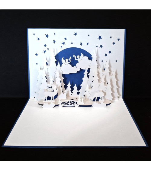 Carte pop-up Rifletto, nuit de décembre, bleu roi