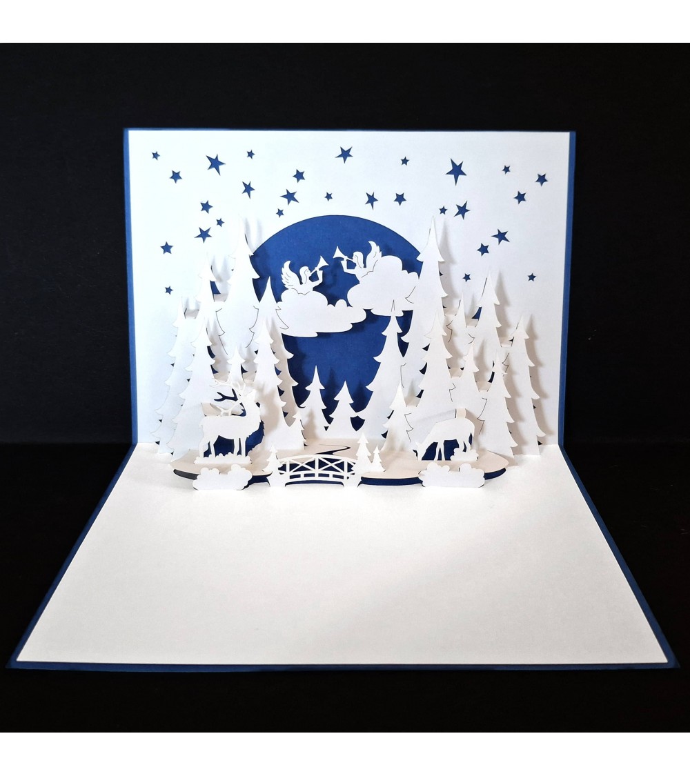 Carte pop-up Rifletto, nuit de décembre, bleu roi