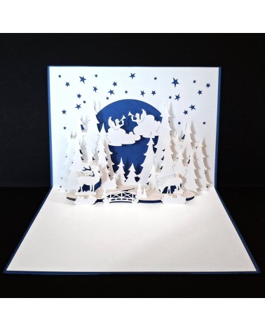 Carte pop-up Rifletto, nuit de décembre, bleu roi