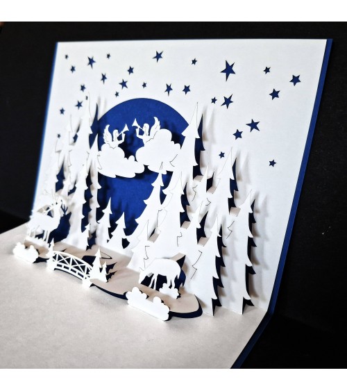 Carte pop-up Rifletto, nuit de décembre, bleu roi