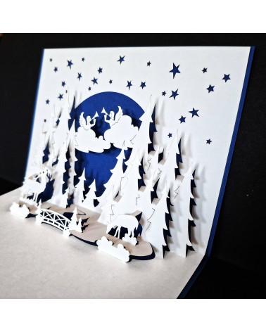 Carte pop-up Rifletto, nuit de décembre, bleu roi