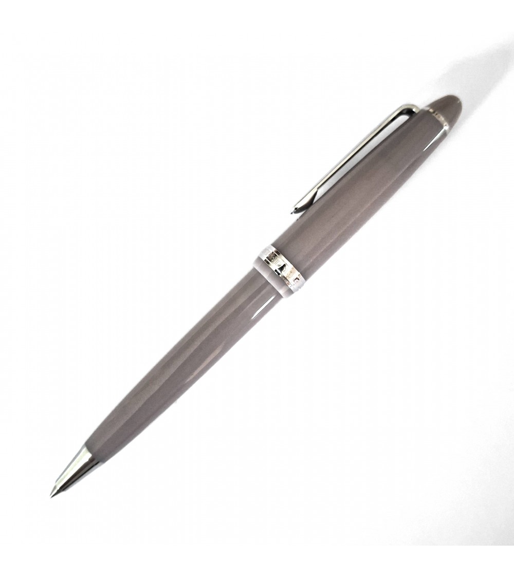 Stylo-bille Sailor Shikiori Sansui Kamoshika (gris), résine gris clair tirant sur le mauve, attributs couleur argent.