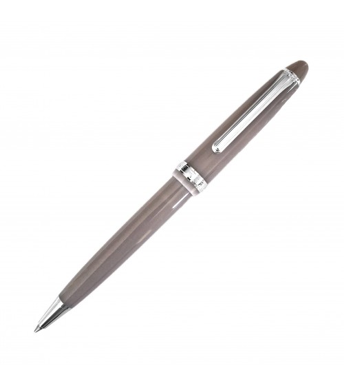 Stylo-bille Sailor Shikiori Sansui Kamoshika (gris), résine gris clair tirant sur le mauve, attributs couleur argent.