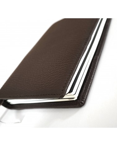 Carnet X47 rechargeable, cuir brun foncé, format A6, contient 4 carnets
