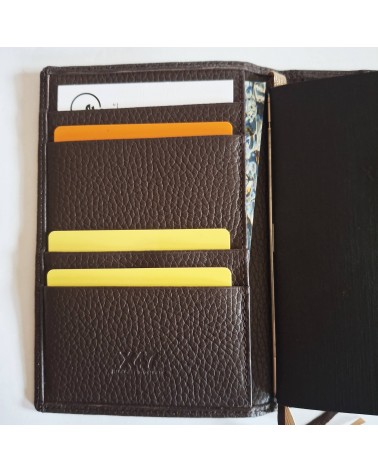 Carnet X47 rechargeable, cuir brun foncé, format A6, contient 4 carnets