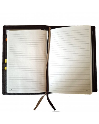 Carnet X47 rechargeable, cuir brun foncé, format A6, contient 4 carnets