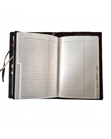 Carnet X47 rechargeable, cuir brun foncé, format A6, contient 4 carnets