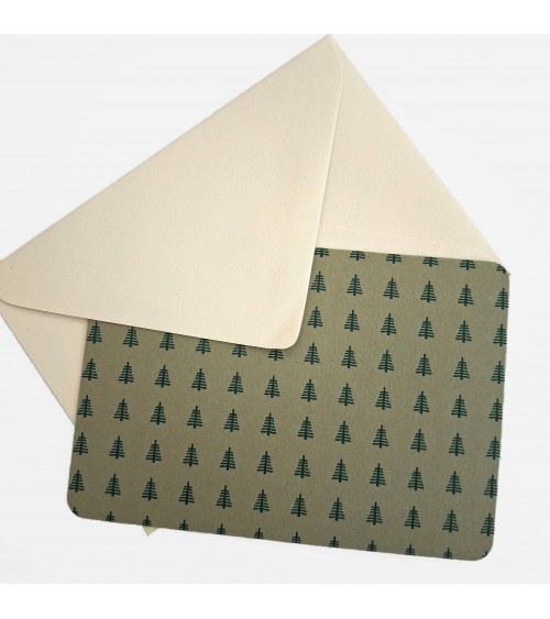 Set de cinq cartes Le Typographe "Sapins"  et enveloppes blanc ivoire, format A6