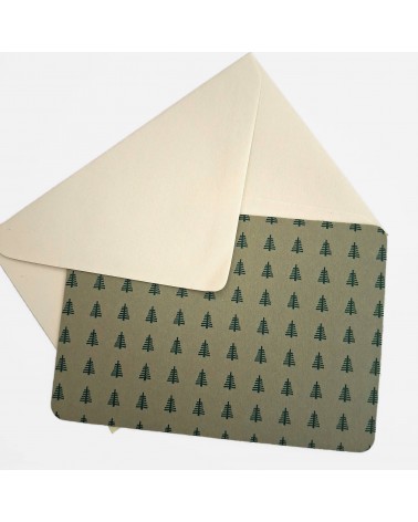 Set de cinq cartes Le Typographe "Sapins"  et enveloppes blanc ivoire, format A6