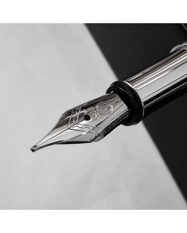 Stylo-plume Waldmann Liberty 6932 argent massif sterling 925 guilloché, bec largeur M.