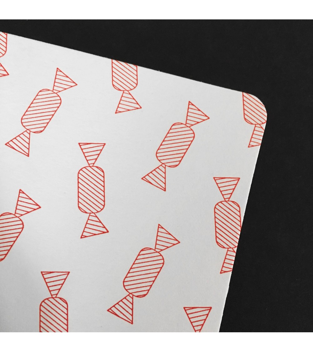 Set de cinq cartes Bonbons Le Typographe et enveloppes papier recyclé Original Crown Mill, format A6