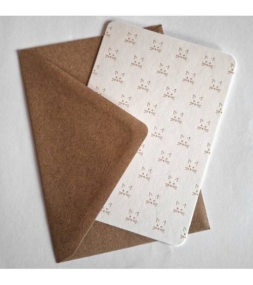 Set de cinq cartes Chats Le Typographe et enveloppes papier recyclé Original Crown Mill, format A6