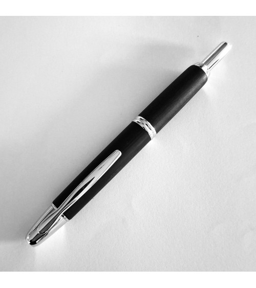 Stylo-plume Pilot Capless Wooden Argent/Noir, bec rétractable or 18 carats