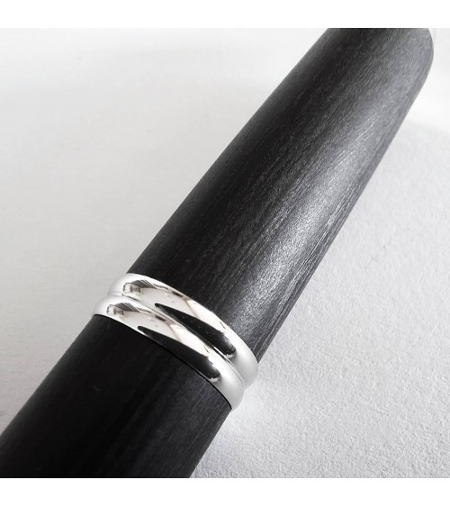 Stylo-plume Pilot Capless Wooden Argent/Noir, bec rétractable or 18 carats