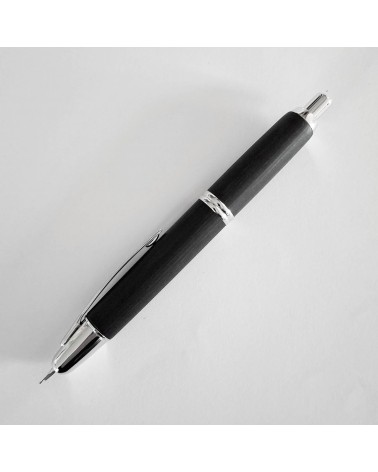 Stylo-plume Pilot Capless Wooden Argent/Noir, bec rétractable or 18 carats