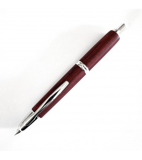 Stylo-plume Pilot Capless Wooden Argent/Rouge, bec or 18 carats