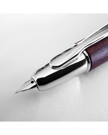 Stylo-plume Pilot Capless Wooden Argent/Rouge, bec or 18 carats