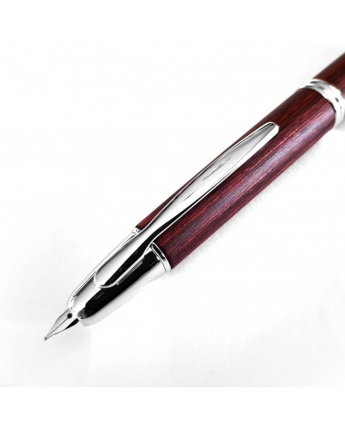 Stylo-plume Pilot Capless Wooden Argent/Rouge, bec or 18 carats