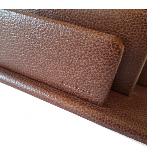 Porte-lettres Laurige cuir brun à 2 compartiments