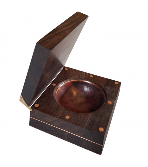 Boîte pour petits objets Patrick Guénat bois de wengé, cuivre et laiton