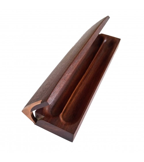 Plumier Patrick Guenat 2 places, bois de padouk et cuivre