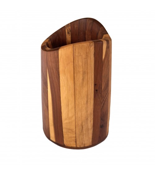 Pot &agrave; crayons Patrick Gu&eacute;nat en bois d&rsquo;if clair et fonc&eacute;