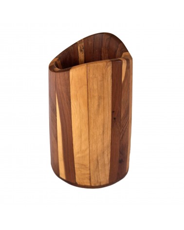 Pot à crayons Patrick Guénat en bois d’if clair et foncé