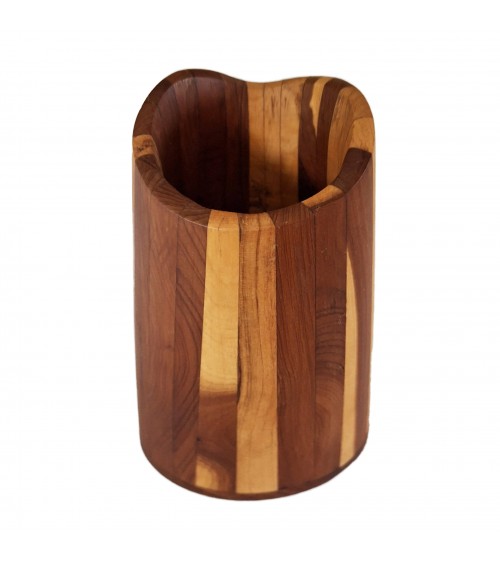 Pot à crayons Patrick Guénat en bois d’if clair et foncé