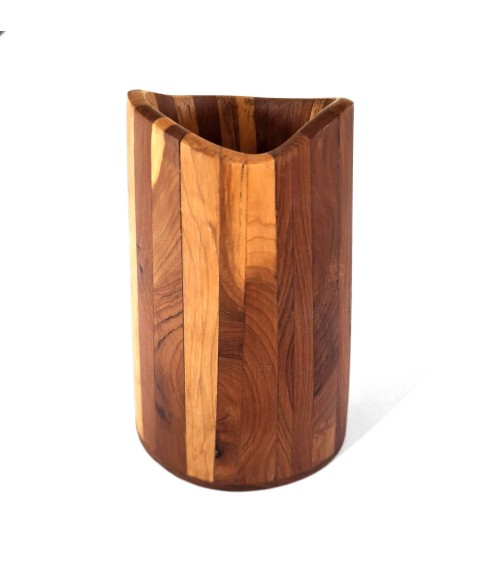 Pot à crayons Patrick Guénat en bois d’if clair et foncé