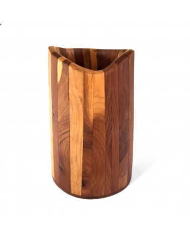 Pot à crayons Patrick Guénat en bois d’if clair et foncé