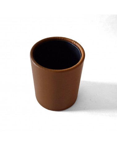 Pot à crayons PA recouvert de cuir couleur cognac