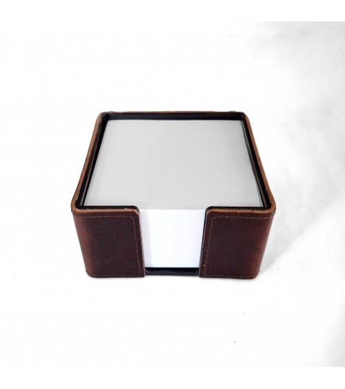 Porte bloc-notes de bureau PA Allgäu recouvert de cuir marron