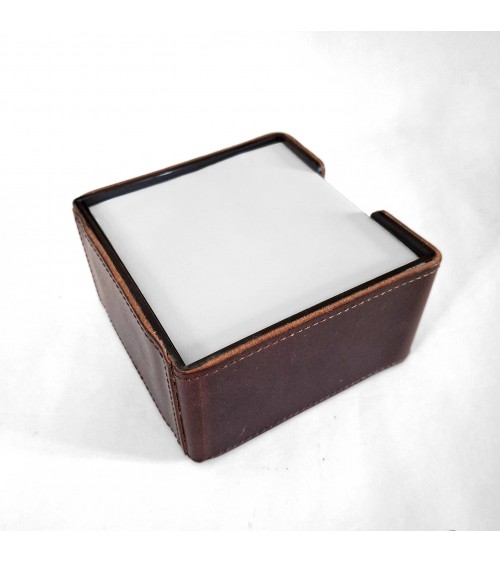 Porte bloc-notes de bureau PA Allgäu recouvert de cuir marron