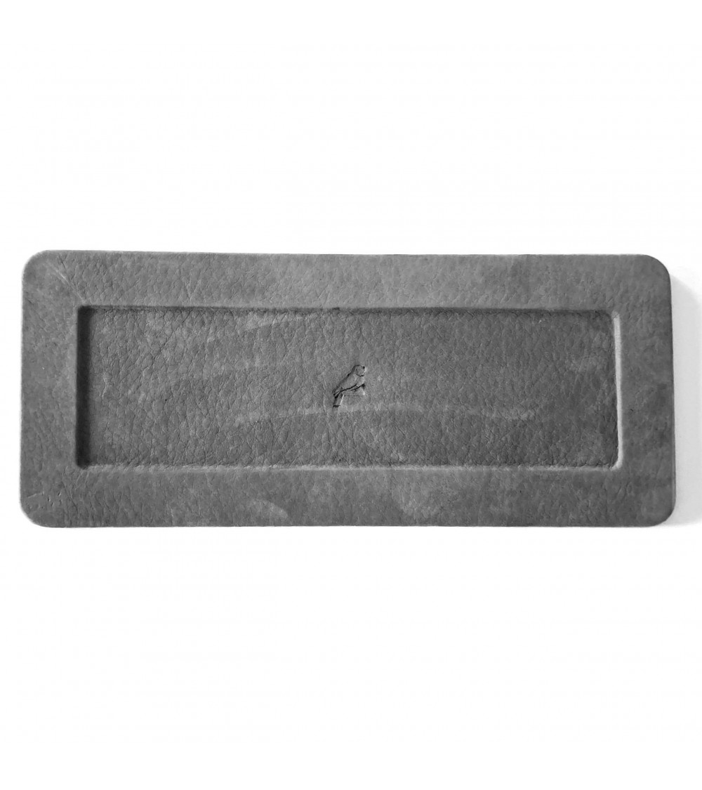 Plateau porte stylo PA cuir nubuk gris