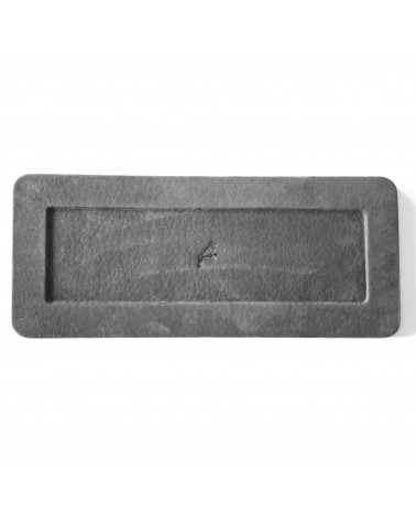 Plateau porte stylo PA cuir nubuk gris