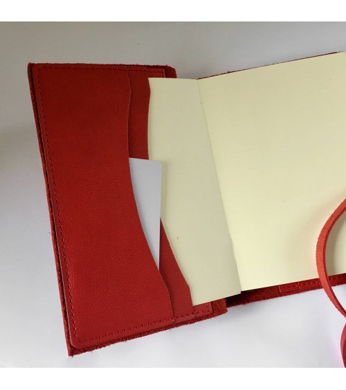 Carnet rechargeable Manufactus Laccio, couverture cuir de veau rouge