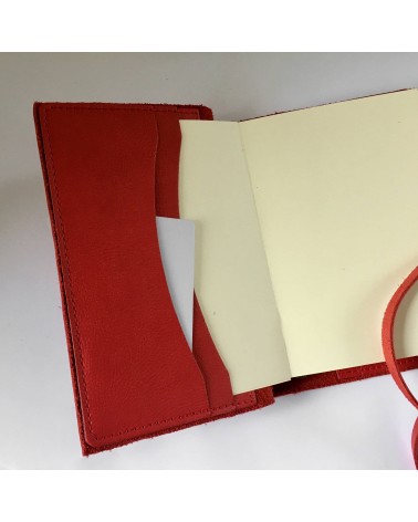Carnet rechargeable Manufactus Laccio, couverture cuir de veau rouge