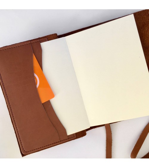 Carnet rechargeable Manufactus Laccio, couverture cuir de veau cognac