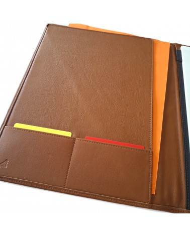 Porte-bloc PA Impulse format A4 cuir cognac, fabriqué en Allemagne