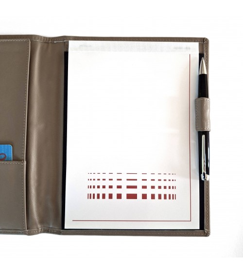 Porte-bloc PA format A5 en cuir beige
