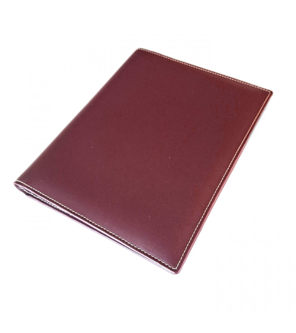 Porte-bloc PA format A5 en cuir bordeaux foncé