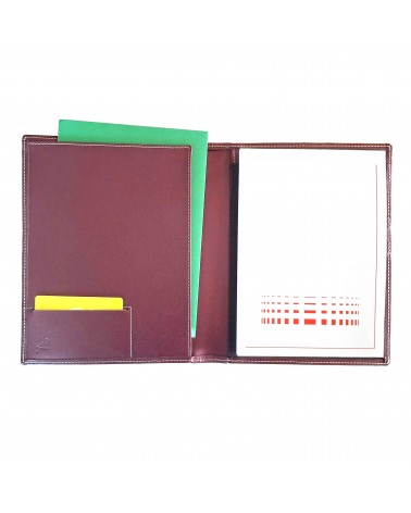 Porte-bloc PA format A5 en cuir bordeaux foncé