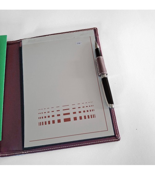 Porte-bloc PA format A5 en cuir bordeaux foncé