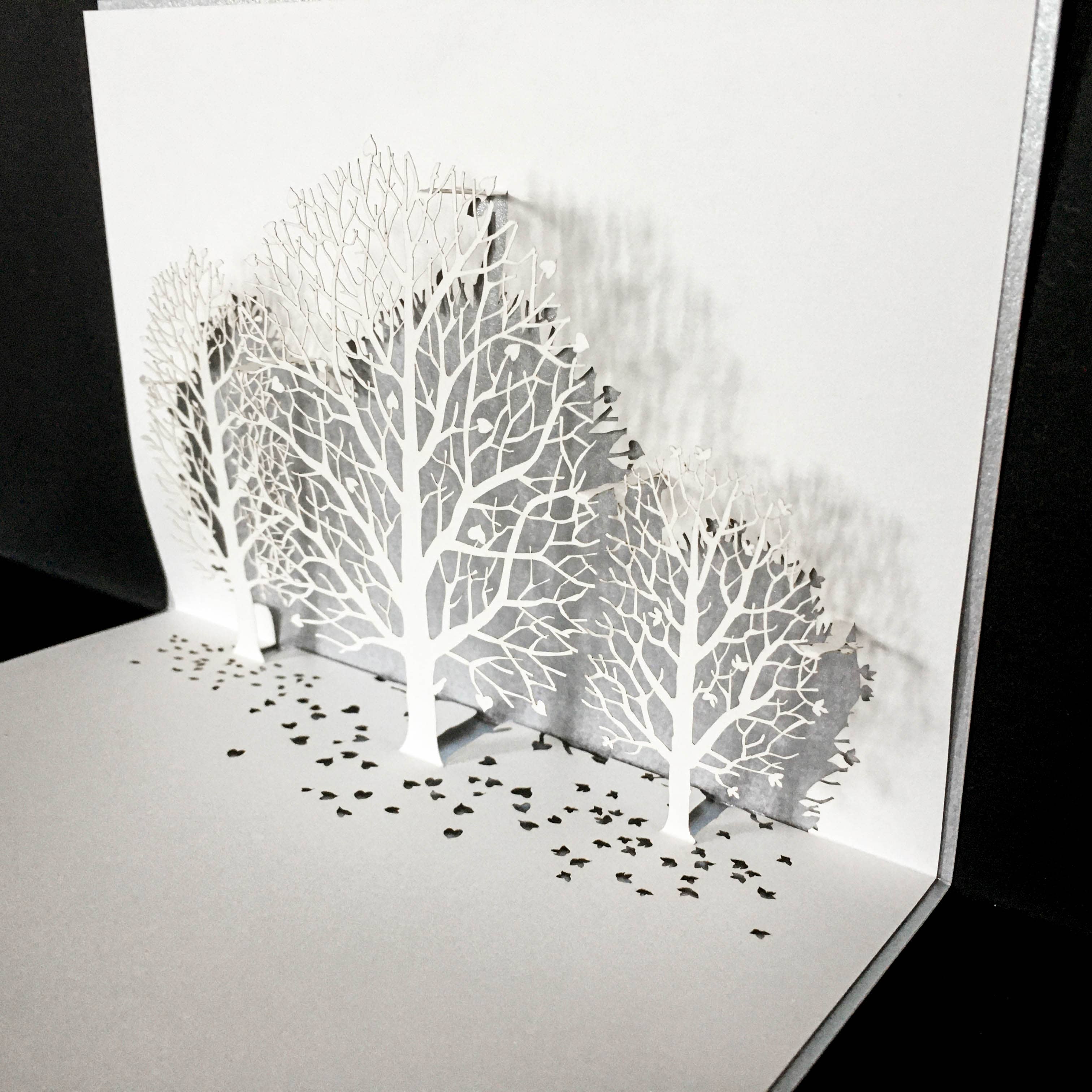 Carte pop-up Rifletto Automne Argent