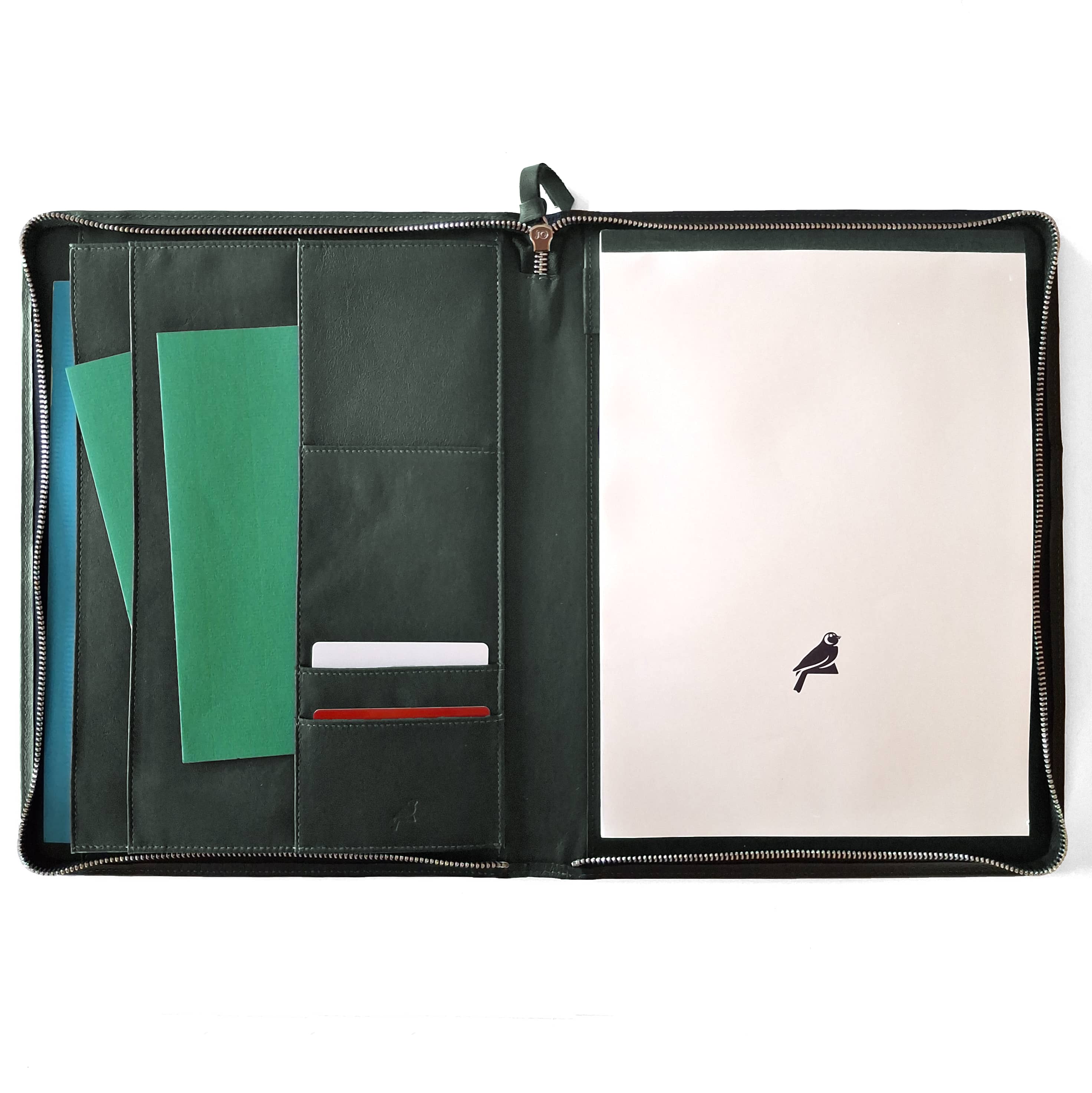 Porte-bloc zippé PA Impulse format A4 cuir vert foncé