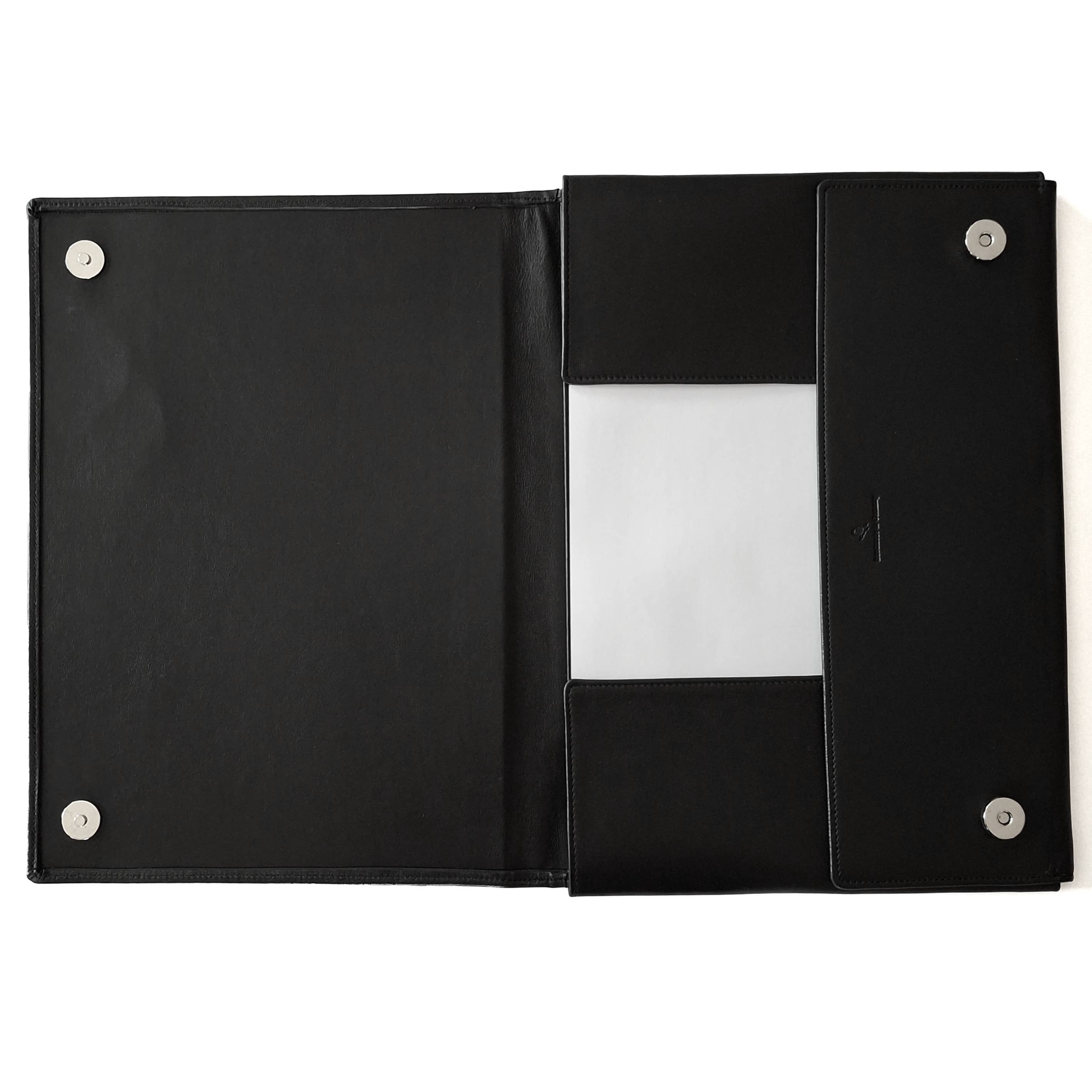 Signataire/chemise PA à trois rabats format A4, cuir noir